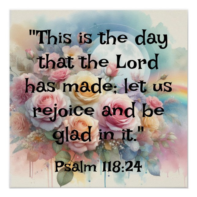 Bible motivational text on floral watercolor poster (Front)