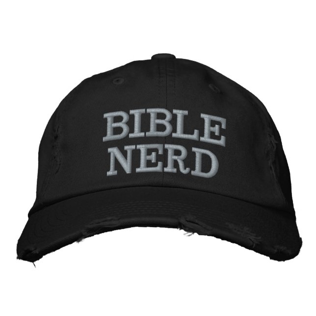 Bible Nerd Typography Christian Funny Embroidered Hat (Front)