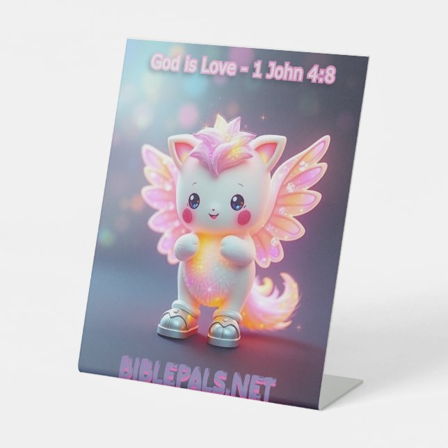 Bible Pals #1 - Nini - God is Love 1 John 4:8 Pedestal Sign (Front)