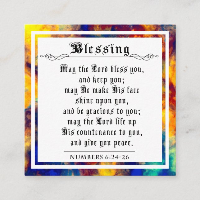 BIble Priestly Blessing Numbers Colorsplash Paint Calling Card (Front)