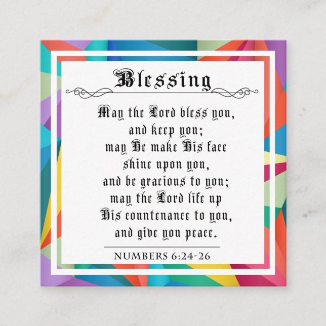 BIble Priestly Blessing Numbers Geometric Colours Calling Card (Front)