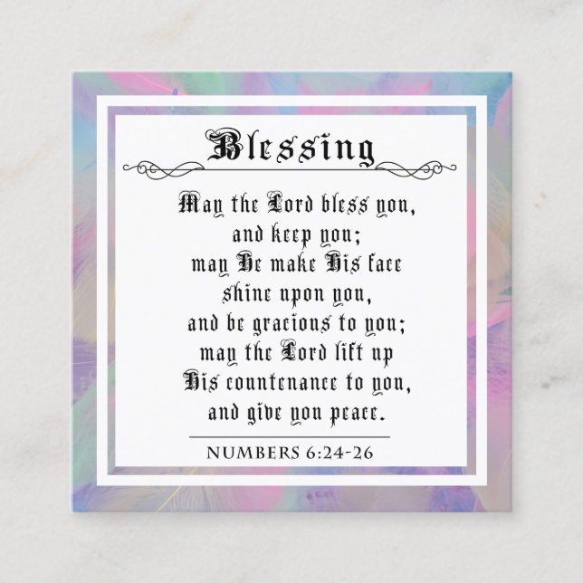 BIble Priestly Blessing Pastel Feathers Note Card (Front)