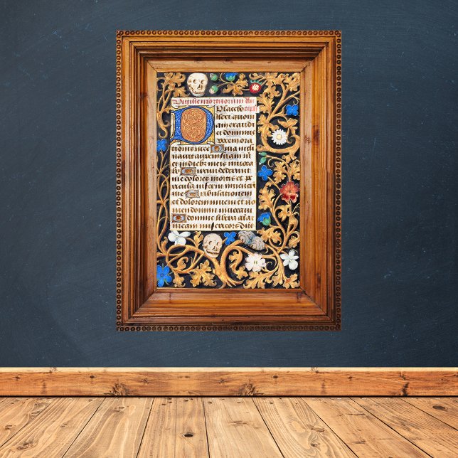 Bible Psalm 114 Medieval Manuscript - Memento Mori Poster (Bible Psalm 114 Medieval Manuscript Memento Mori Catholic Christian Poster)