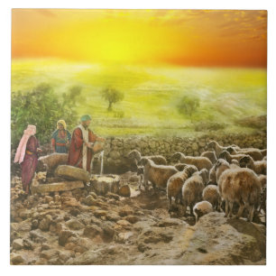 Bible - Psalm 23 - My cup runneth over 1920 Tile