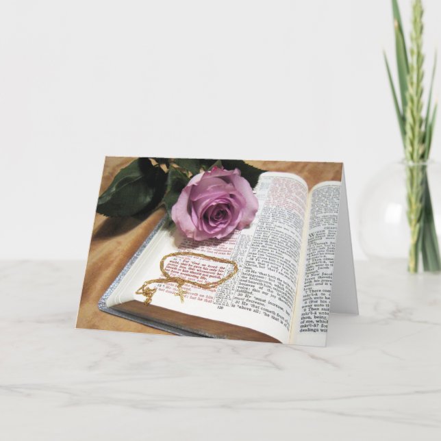 Bible & Purple Rose - Bold John 3:16 Card (Front)