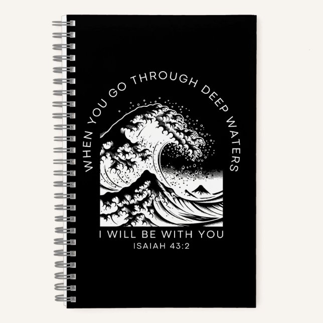 Bible Quote About Water Isaiah 43:2 Notebook (Front)