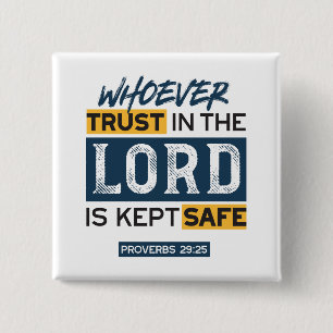 Bible Quote Art - Proverbs 29:25 Trust in God 15 Cm Square Badge