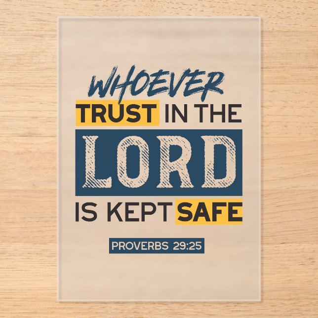 Bible Quote Art - Proverbs 29:25 Trust in God Acrylic Invitations (Front)