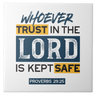 Bible Quote Art - Proverbs 29:25 Trust in God Tile