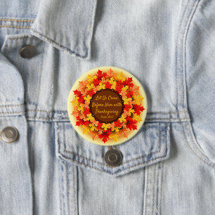 Bible Quote Autumn Leaves Thanksgiving 7.5 Cm Round Badge