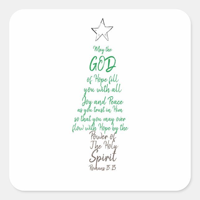 Bible Quote God Hope Joy Faith Inspirational Tree Square Sticker (Front)