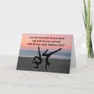 BIBLE QUOTE GYMNASTICS DESIGN CARD