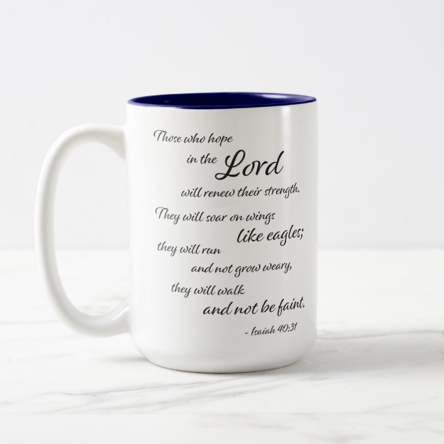 Bible Quote - Isaiah 40:31 - Two-Tone Coffee Mug (Left)