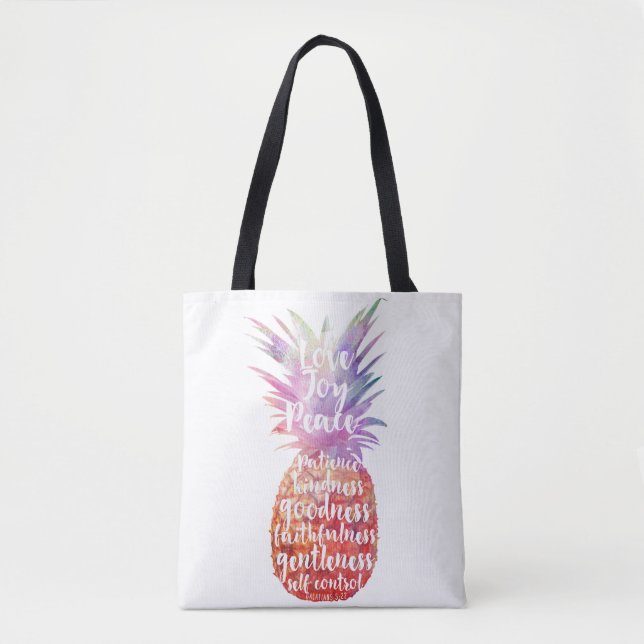 Bible Quote Pineapple Tote Bag (Front)