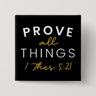 Bible Quote Prove All Things Yellow Typography 15 Cm Square Badge