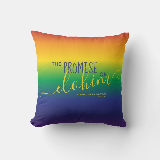 Bible Quote Rainbow Gradient Throw Pillow (Front)