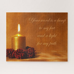 Bible quote with Christmas candle Jigsaw Puzzle