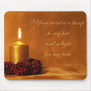 Bible quote with Christmas candle Mouse Pad