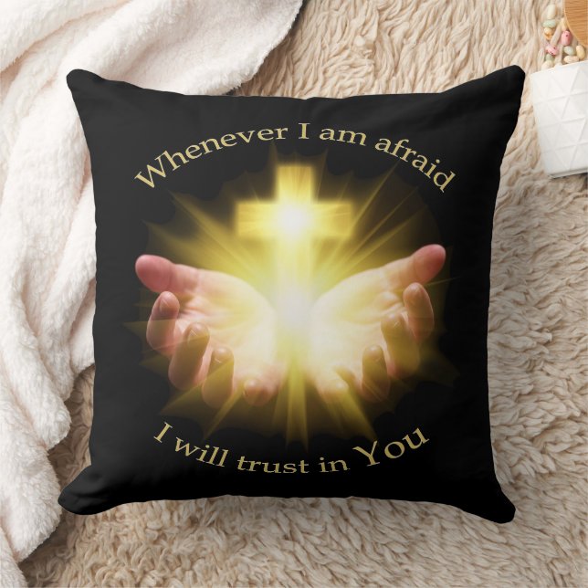 Bible quote with hands holding Cross Cushion (Blanket)