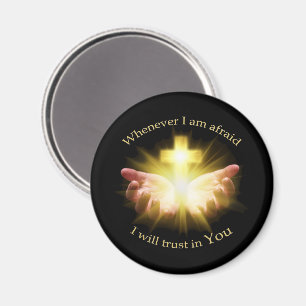 Bible quote with hands holding Cross Magnet