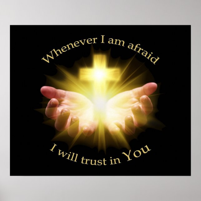 Bible quote with hands holding Cross Poster (Front)