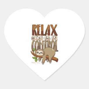 Bible Quotes Vers God Is In Control - Sloth Love Heart Sticker