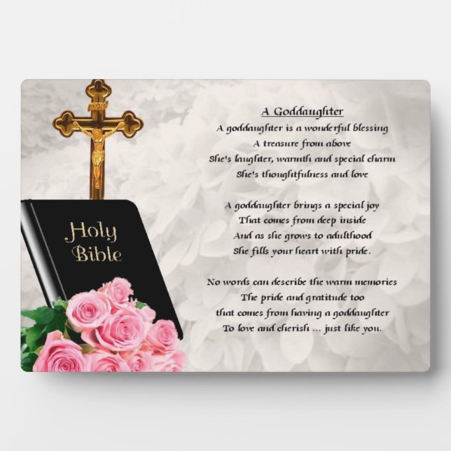 Bible & Roses Goddaughter Plaque (Front)
