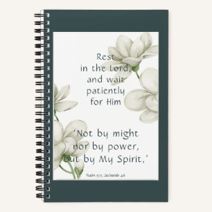 Bible Scripture Encouragement Quotes White Flower  Notebook
