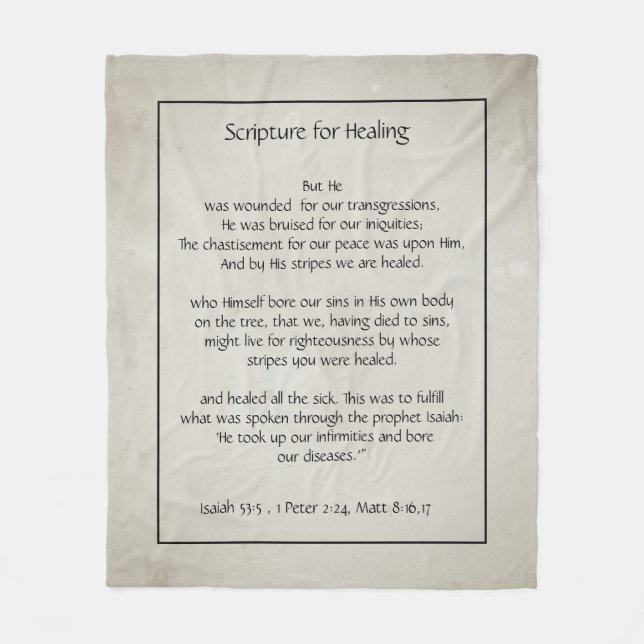 Bible Scripture for Healing Health Sickness Fleece Blanket (Front)