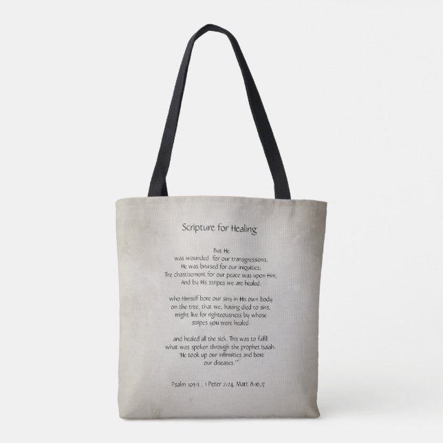 Bible Scripture for Healing Health Sickness Tote Bag (Back)