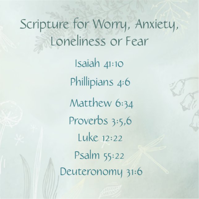Bible Scripture for Worried Anxious Lonely Fear (Front)