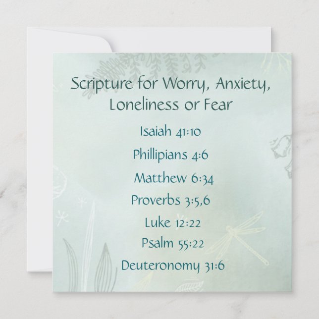 Bible Scripture for Worry Anxiety, Loneliness Fear (Front)
