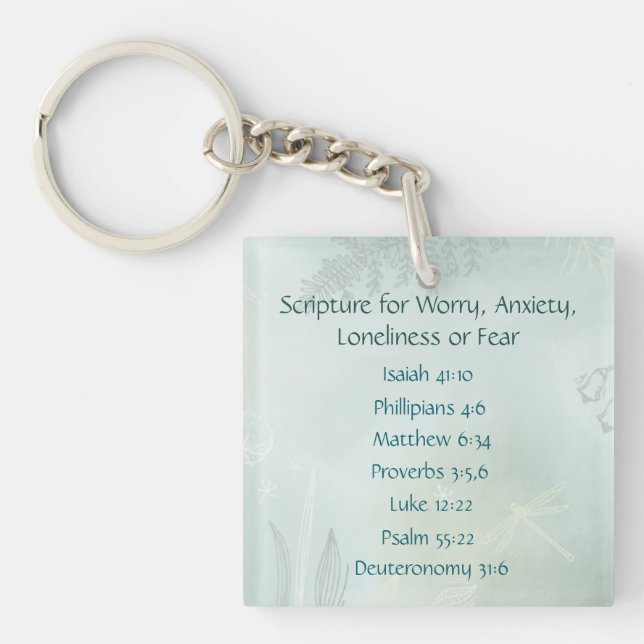Bible Scripture for Worry Anxiety, Loneliness Fear Key Ring (Front)
