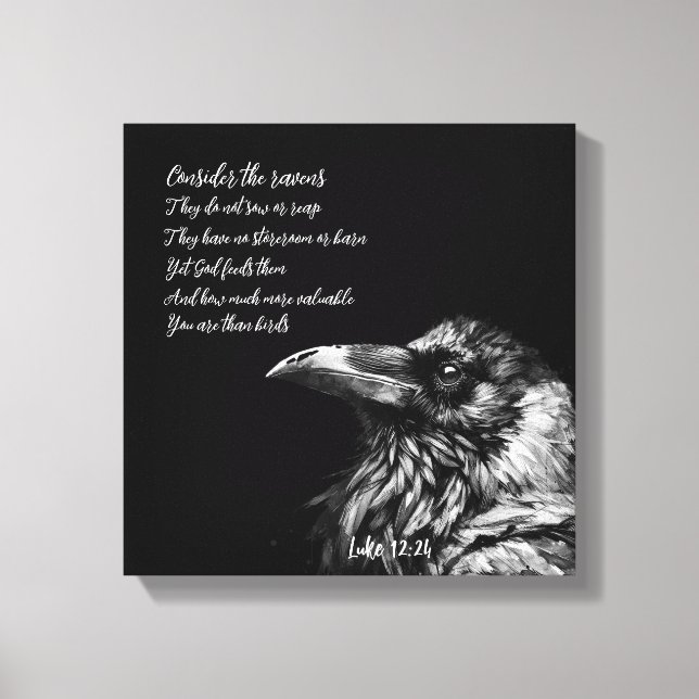 Bible Scripture Luke 12:24  Canvas Print (Front)