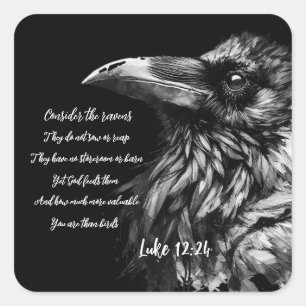 Bible Scripture Luke 12:24 Square Sticker