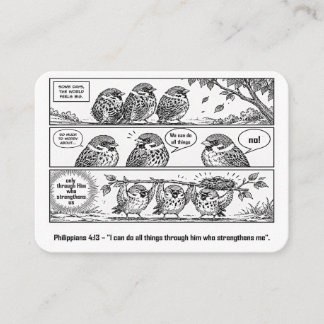 Bible Scripture Phillipians Cartoon Sparrow Art Business Card