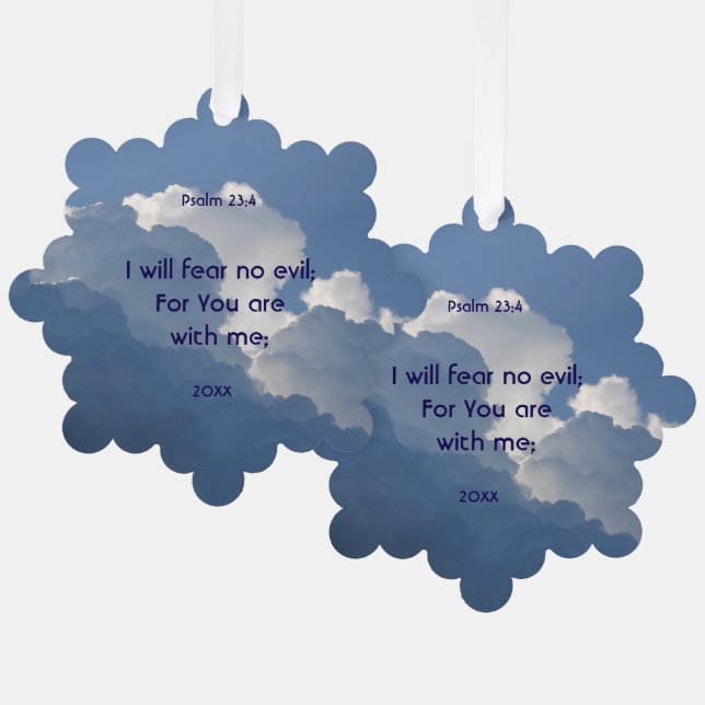 Bible Scripture Psalm 23:4 Fear No Evil... Tree Decoration Card (Front/Back)