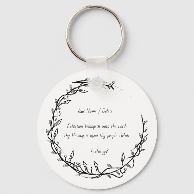 Bible scripture Psalm 3 - 8 Salvation prayer psalm Key Ring (Front)