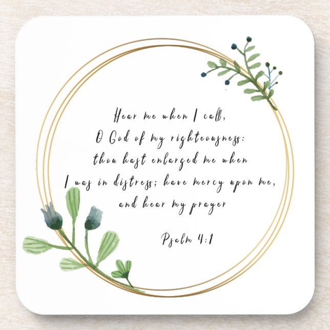 Bible scripture Psalm 4-1 prayer for help  Coaster (Front)