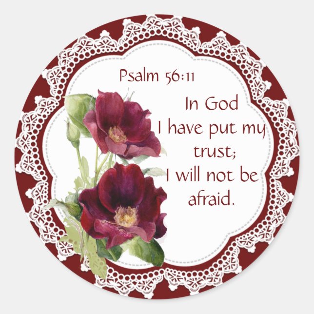 Bible Scripture Psalm 56:11 Not be Afraid Quote Classic Round Sticker (Front)