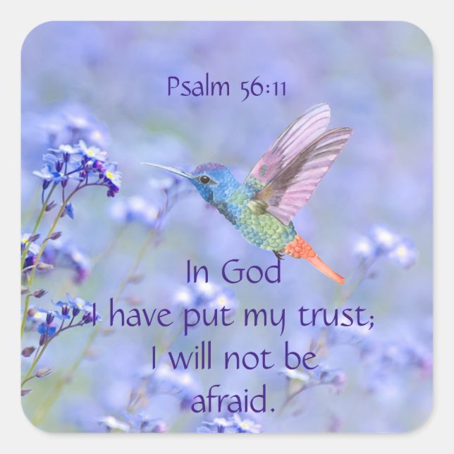 Bible Scripture Psalm 56:11 Not be Afraid Quote Ke Square Sticker (Front)