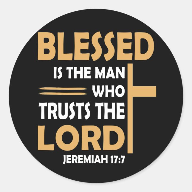 Bible Scripture Verse Jeremiah 17 7 Inspirational Classic Round Sticker (Front)