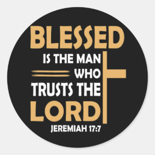 Bible Scripture Verse Jeremiah 17 7 Inspirational Classic Round Sticker