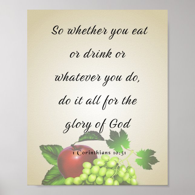 Bible Verse, 1 Corinthians 10:31 Poster (Front)