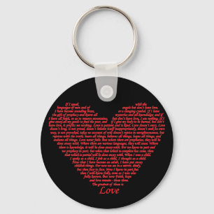 Bible Verse 1 Corinthians 13 Love Heart Word Art Key Ring