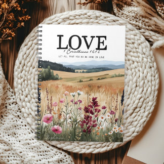 Bible Verse 1 Corinthians 16:14 Wildflowers Notebook
