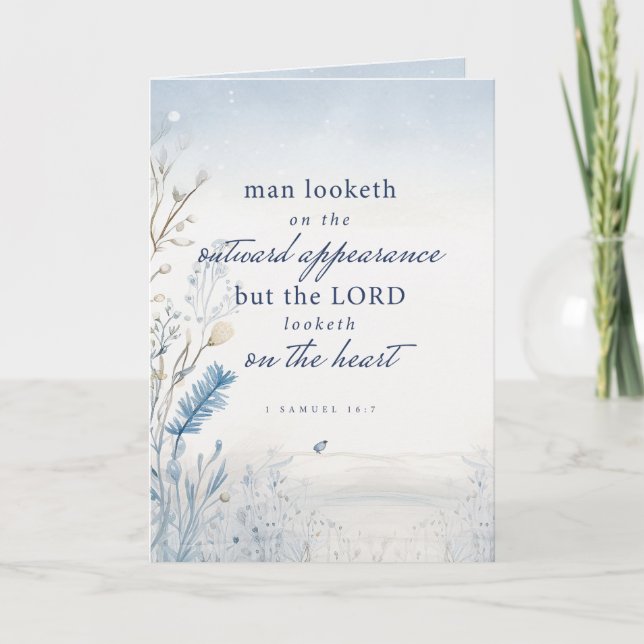 Bible Verse 1 Samuel 16:7 Watercolour Folded Note Card (Front)