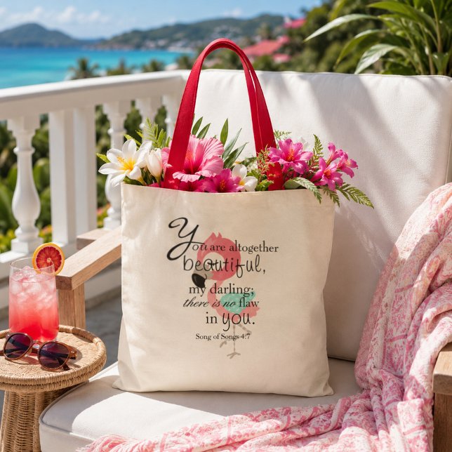 Bible Verse about Beauty Tote Bag (Creator Uploaded)