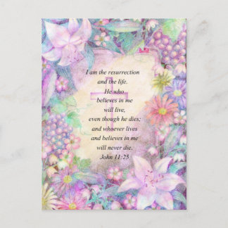 Bible verse and flowers postcard