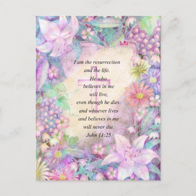 Bible verse and flowers postcard (Front)